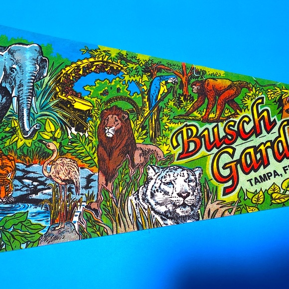 BUSCH GARDENS VINTAGE 90’s TAMPA FLORIDA COLLECTIBLE SOUVENIR PENNANT FL… - Picture 8 of 16